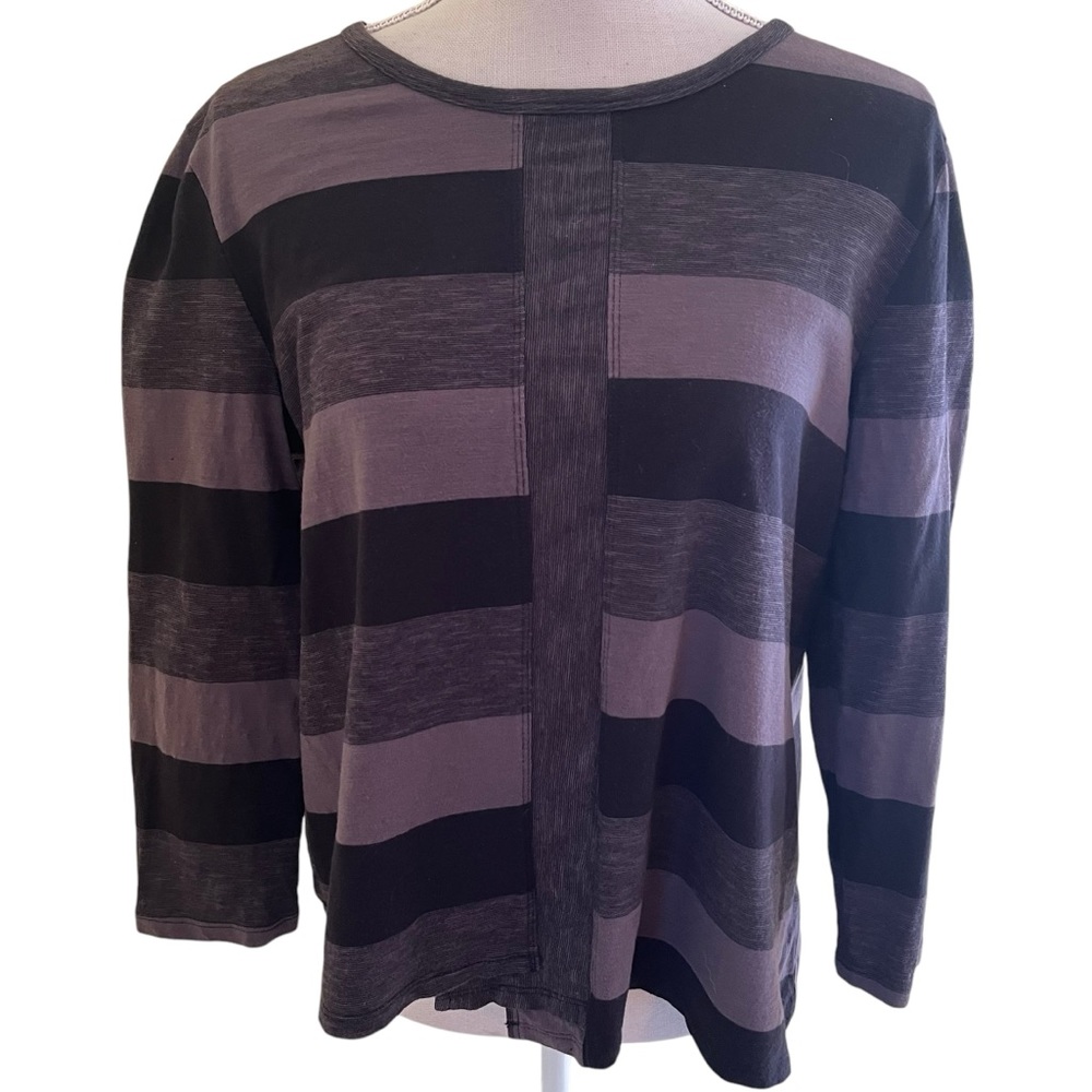 Habitat Taupe/Black Striped Asymmetrical Cotton Top S